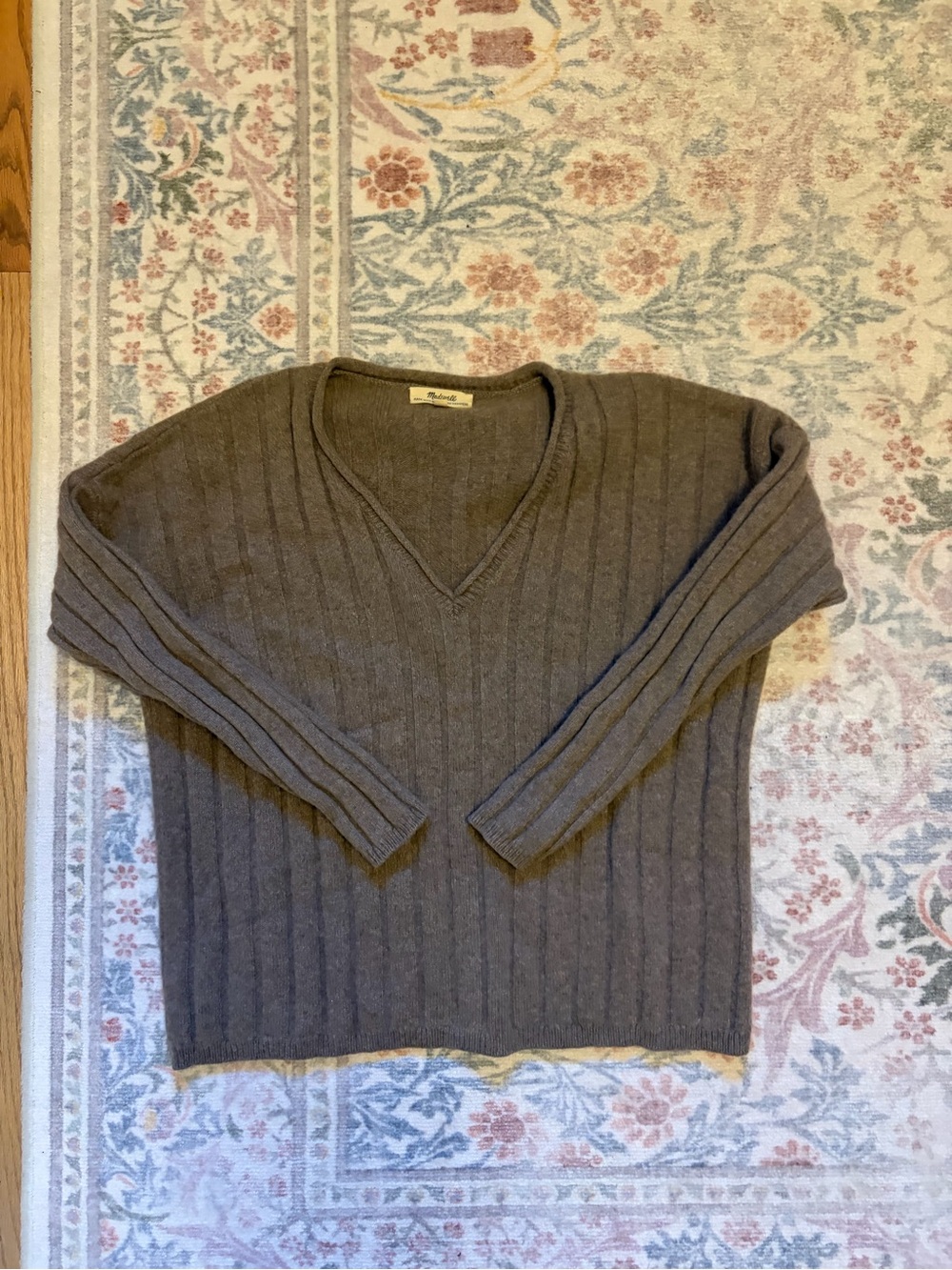 Madewell Cashmere V-Neck Ribbed Sweater